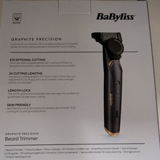 Image of BaByliss T987U Graphite Precision Beard Trimmer – Cordless, 23 Lengths, Black