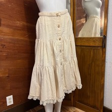 VINTAGE 60s Rustic Handmade Ruffle Skirt Size 2 Textured Western Prairiecore