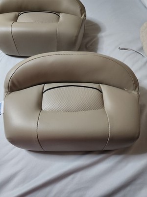 (2) DeckMate Boat Seat Beige Marine Folding Seat