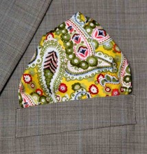 Gascoigne Hand Stitched Cotton Pocket Square Floral Paisley Multicolor Men's