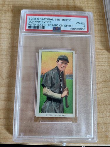T206 Sweet Caporal 350-460/30 Johnny Evers w/Bat, Chicago on Shirt PSA 4 VG-EX