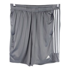 Mens Adidas Shorts Light Gray White with Drawstring Zip Pockets Large