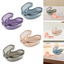 Denture Holder Cleaner Cup Clear Slim Aligner Case Easy Clean Portable Mouth