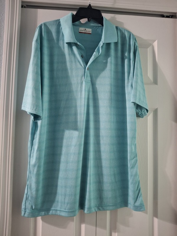 Grand Slam Performance Men's Turquoise Blue Short Sleeve Collared Polo Shirt XL