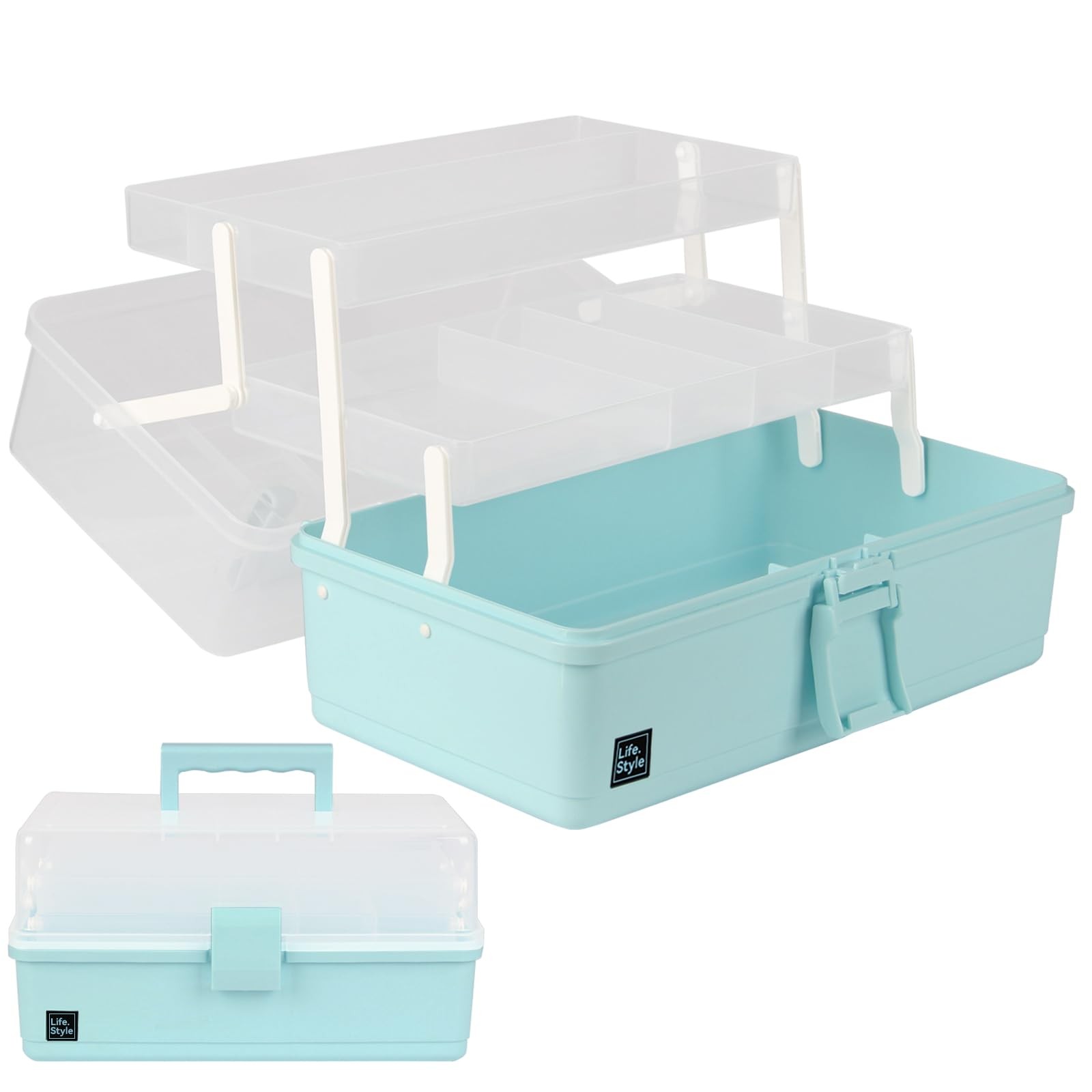 13-inch Art Storage Box Craft Organizer 3-layers...