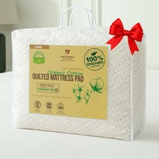 Crib Luxury Quilted Organic Mattress Protector Pad - Certified Organic Cotton...