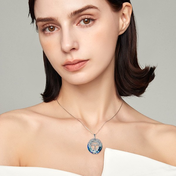 Alternate view of Tree Life Necklace Sterling Silver Pentagram Pentacle Moon Goddess Pagan W...