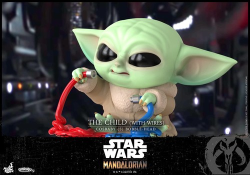 Cosbaby Star Wars Mandalorian The Child w/Wires Green Bobble-head Figure HotToys - Picture 3 of 3