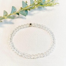 Bracciale elastico fatto a mano con perline pietre preziose rotonde al quarzo...