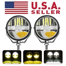 2x Barra de luz de trabajo LED redonda de 3,5" punto todoterreno parachoques de conducción alto bajo vainas antiniebla