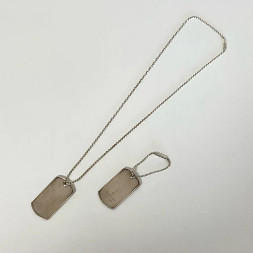 GUCCI Targhetta Cane Collana Argento SV925 Catena Sfera Accessori Made in Italy