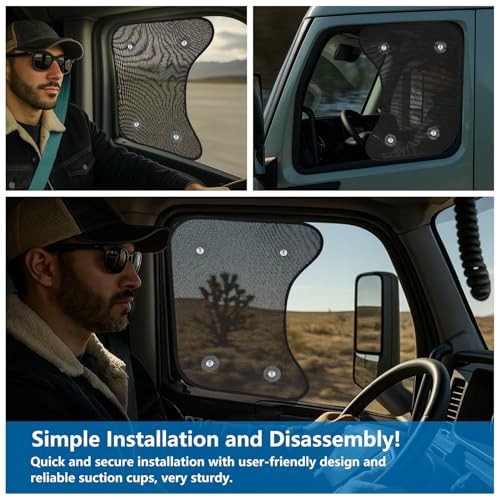 Side Window Sun Shade Custom-Fit Freightliner Cascadia(All Years) | 99% Black