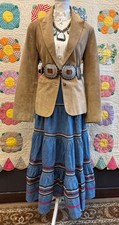 Vintage western prairie denim full skirt rick rack m/l Saks Fifth