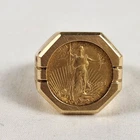 13k Gold Ring w/ 1998 Lady Liberty American Eagle $5 Coin Size 8.5 ~ 9.30 grams