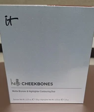 IT COSMETICS HELLO CHEEKBONES MATTE BRONZER & HIGHLIGHTER CONTOURING DUO BOXED