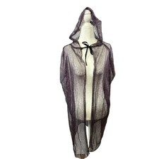 Witchy Gothic Spider Web Hooded Cape OS Purple Black Metallic Mesh Halloween