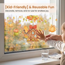 Autumn Window Clings for Fall Decorations, thanksgiving window clings