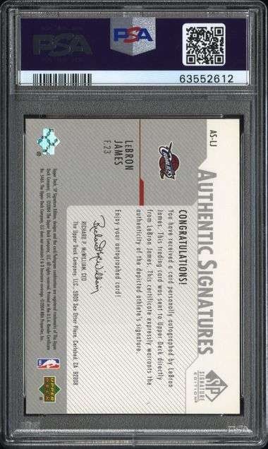 LeBron James 2003 SP Signature Authentic Signatures Rookie Auto PSA 9 view 2