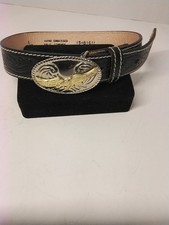 Child's Black, Embossed Western Belt with Silver Buckle  Gold Eage
