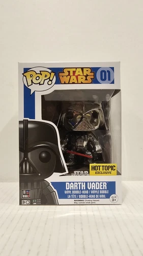 Funko Pop! Star Wars #01 Darth Vader Hot Topic Exclusive Chrome Metal *NICE BOX*