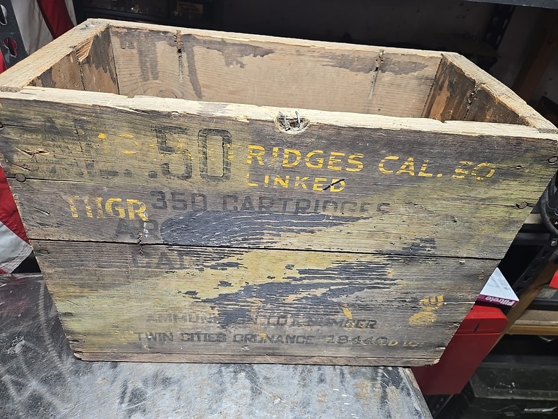 Vintage WWII .50 cal Wooden Ammo Crate Original M2 240 Cartridges T1IGV