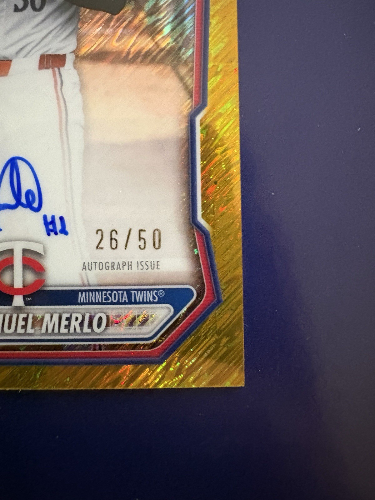 2026 Bowman Chrome 1st Enmanuel Merlo Gold Shimmer Auto #/50 Twins CPA-EMER view 4
