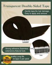 Ugeat 22" Chocolate Brown Tape In Hair Extensions 20Pcs 50G Human Hair