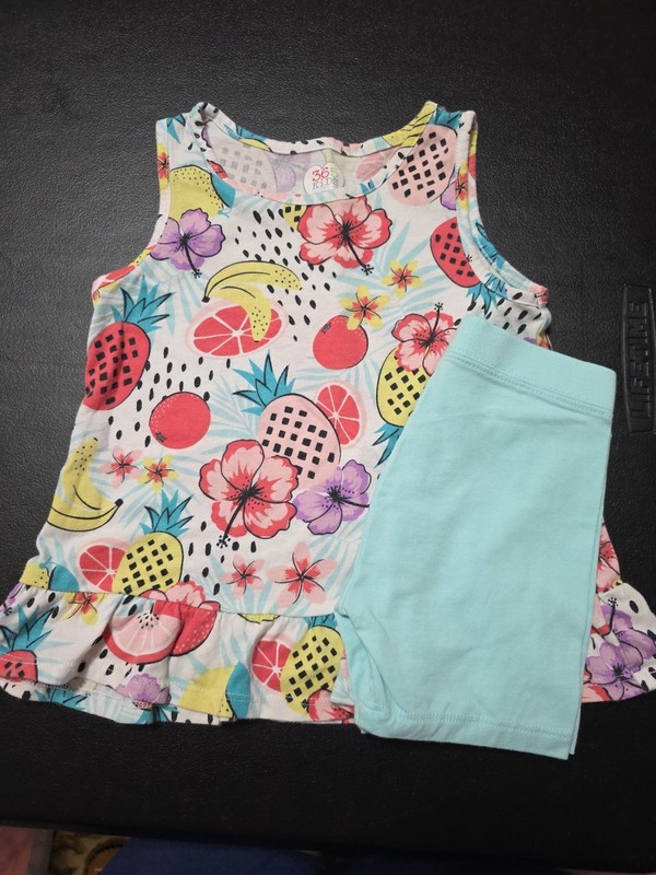 Girls Sz 4-5 Shorts And Tropical Swing Tank Top Outfit