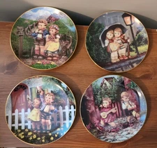 Set Of 4 Plates From M.I. Hummel Little Companions collection, Danbury Mint 1990