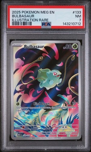 2025 POKEMON MEG EN-MEGA EVOLUTION ILLUSTRATION RARE #133 BULBASAUR PSA 7