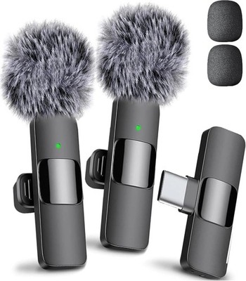 Wireless Lavalier Microphone Video Recording Mic Live For iPhone iPad Android