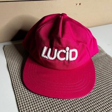 Lucid Motors Pink Snapback Hat Embroidered Logo Trucker Cap Made in USA Mens