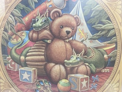 Randal Spangler dragons Best Friends 15  sq signed #63/900 framed 4X matted COA