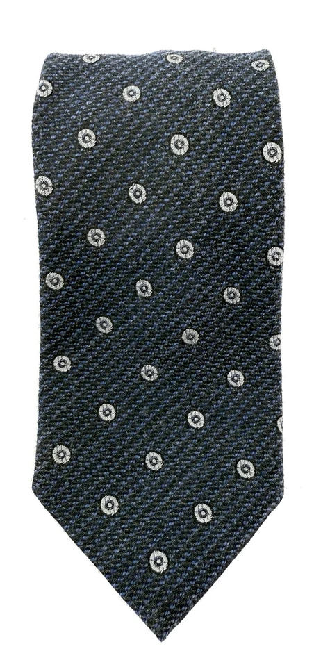 Ermenegildo Zegna Tie Striped Dots Textured Woven Wool Silk Made In Italy - Image 2 of 4