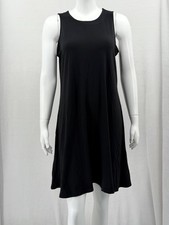 Quince Dress Womens Large Black Sleeveless Tencel Jersey Mini Swing Minimalist