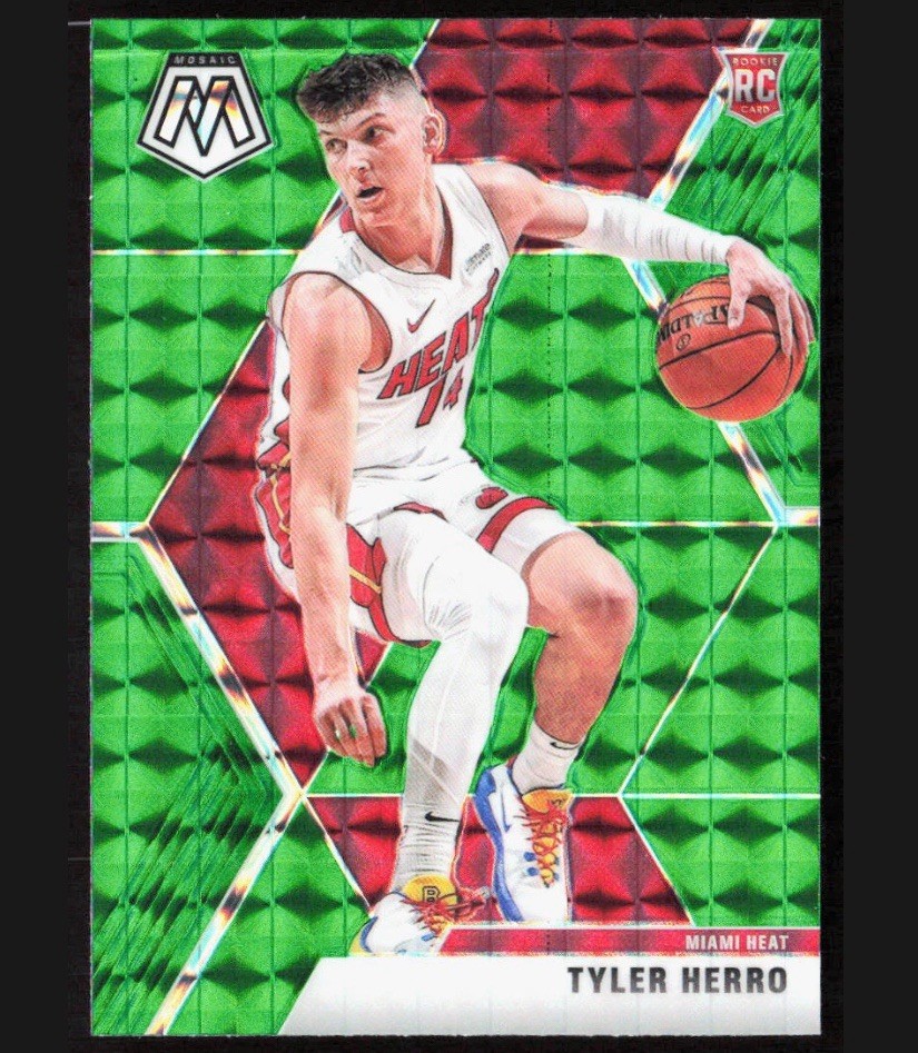 2019-20 Panini Mosaic Tyler Herro Green Mosaic Prizm Rookie RC #223 Heat