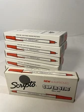 Lot of 7 boxes  of Vintage Scripto Super Stic Red Ballpoint 10 Pens per box