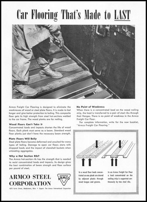 1953 Armco Steel Corp. Middletown Ohio Photo Train Freight Car Flooring Print Ad