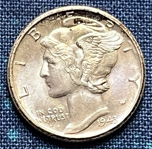 1943-D Mercury Winged Liberty Head Dime 90% Silver BU FSB 7
