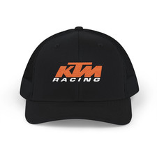 KTM Racing Style Trucker Hat   Embroidered Motorsport Mesh Cap