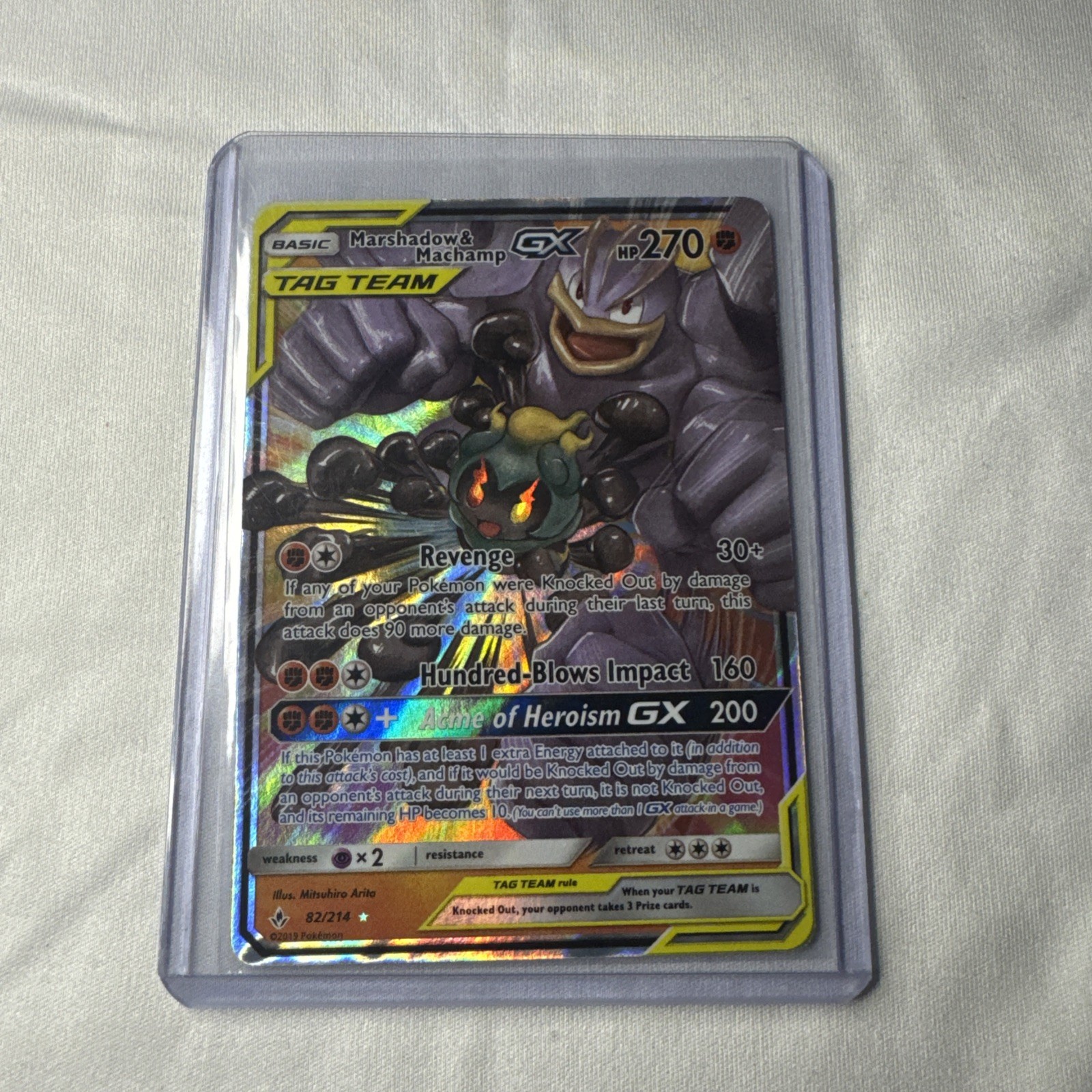 2019 Pokemon SM Marshadow Machamp Tag Team GX Ultra Rare Holo #82/214