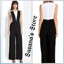 NWT BCBG MAXAZRIA SIZE 6 GALIENA BLACK AND WHITE SLEEVELESS WIDE LEG JUMPSUIT