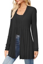 Cardigans for Women UK Wool Blend Waterfall Ladies Ribbed Cardigan Long Sleeve