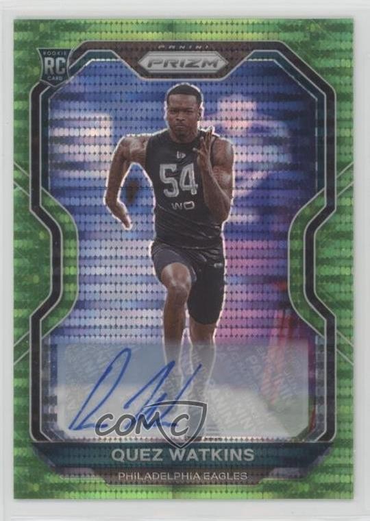 2020 Panini Prizm Neon Green Pulsar Quez Watkins #344 Rookie Auto RC 1g4r