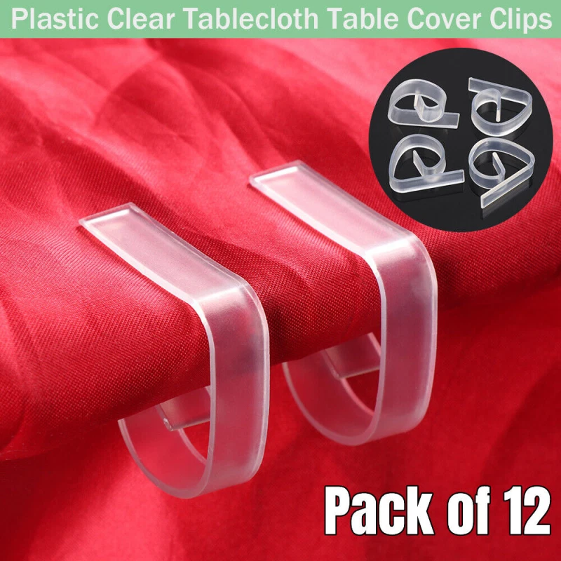 12Pcs Table Cloth Clips Holder Clear Cover Plastic Durable Tablecloth Clip  Grips | eBay