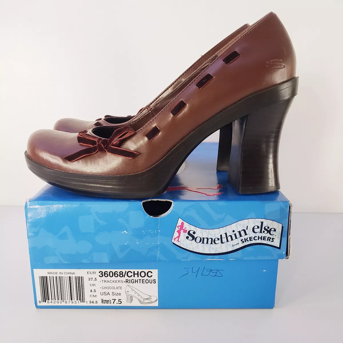 Skechers Somethin Else Heels Pumps 36068 w/ Box Trackers Y2K Women Sz 7.5 |