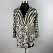 Zara Collection Fashionable Modern Patchwork Print Everyday Wear Women's M Top