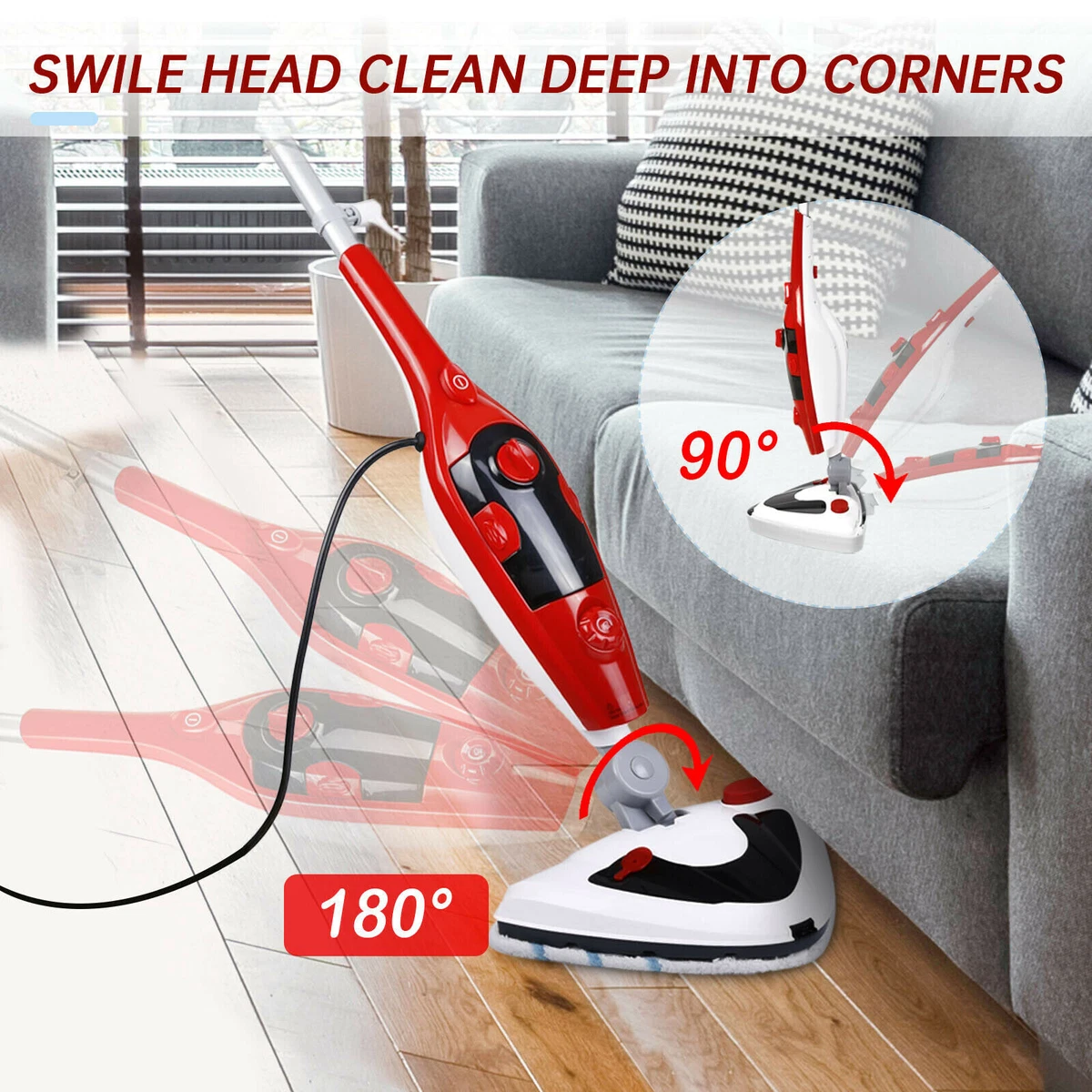 12-in-1 1500W HOT STEAM CLEANER HANDHELD STEAMER FLOOR MOP WASHER UK SELLER  NEW