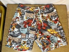 Old Navy Board Shorts Men's Size Large Red Blue Laguna Beach Surfing Pockets