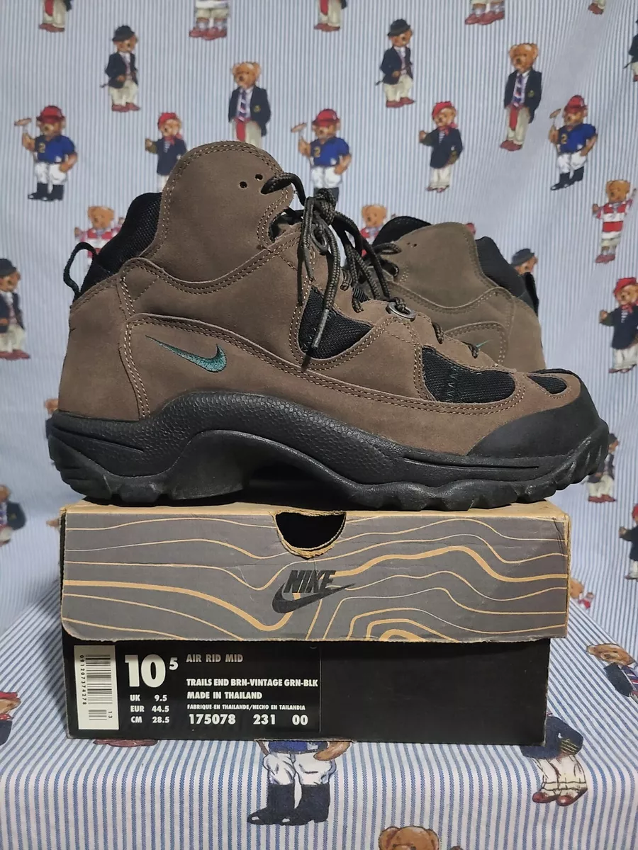 Nike ACG Trail Brown Hiking Boots Shoes Vintage Air Rid Mid 90s 1996 Sz 10.5